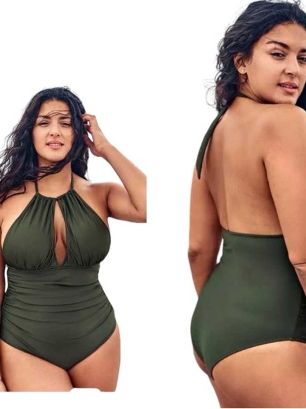 Cupshe Olive Halter Keyhole One-Piece Swimsuit